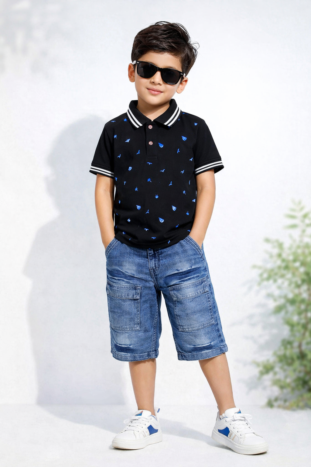 Denim Short With Fancy Pollo.
